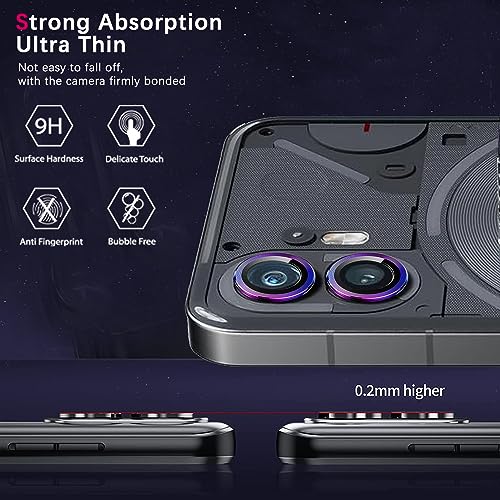 Zeking 2 Set for Nothing Phone 2 Camera Lens Protector ScratchResistant HD Clarity UltraThin 9H Tempered Glass with Aluminum Edging Individual Metal Lens Cover Color - Image 3