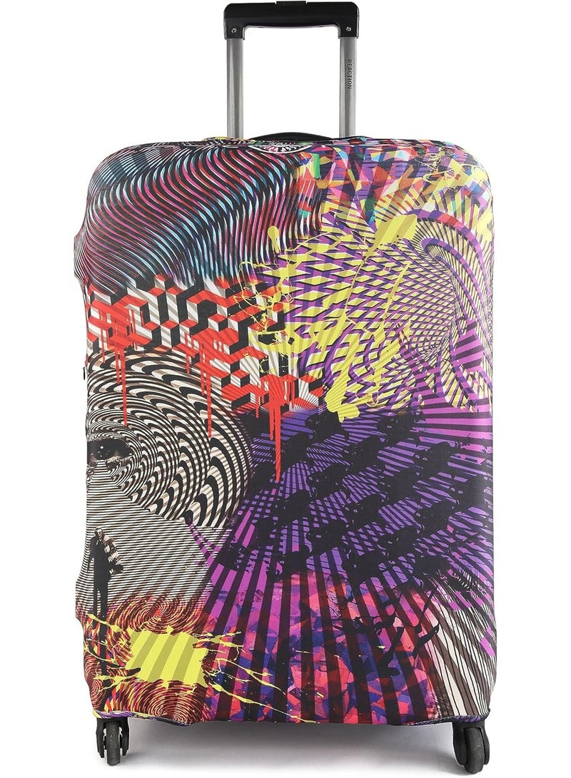 natOnat Travel Luggage Cover Protector - Suitcase Cover - Stretchy, Washable Spandex & Polyester - Protects Against Dirt & Scratches - Optical Illusion Design - Fits 48-53 CM Height (Small) - Image 1