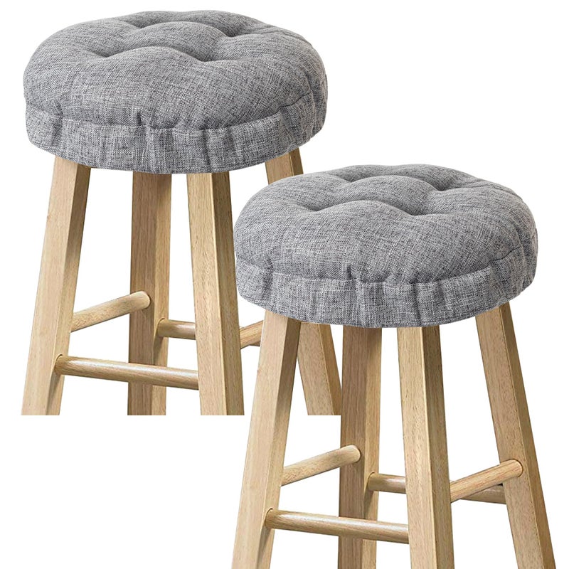 Sunlit Bar Stool Covers Set of 2 Round Bar Stool Seat Covers Soft and Cushioned Bar Chair Covers Easy to Install and Wash Cover Only 12 Inch Diameter Gray - Image 2