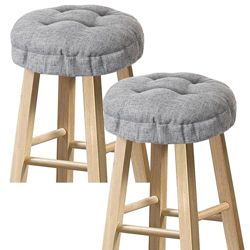 Sunlit Bar Stool Covers Set of 2 Round Bar Stool Seat Covers Soft and Cushioned Bar Chair Covers Easy to Install and Wash Cover Only 12 Inch Diameter Gray - Image 1