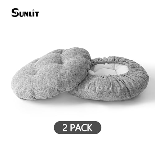 Sunlit Bar Stool Covers Set of 2 Round Bar Stool Seat Covers Soft and Cushioned Bar Chair Covers Easy to Install and Wash Cover Only 12 Inch Diameter Gray - Image 3
