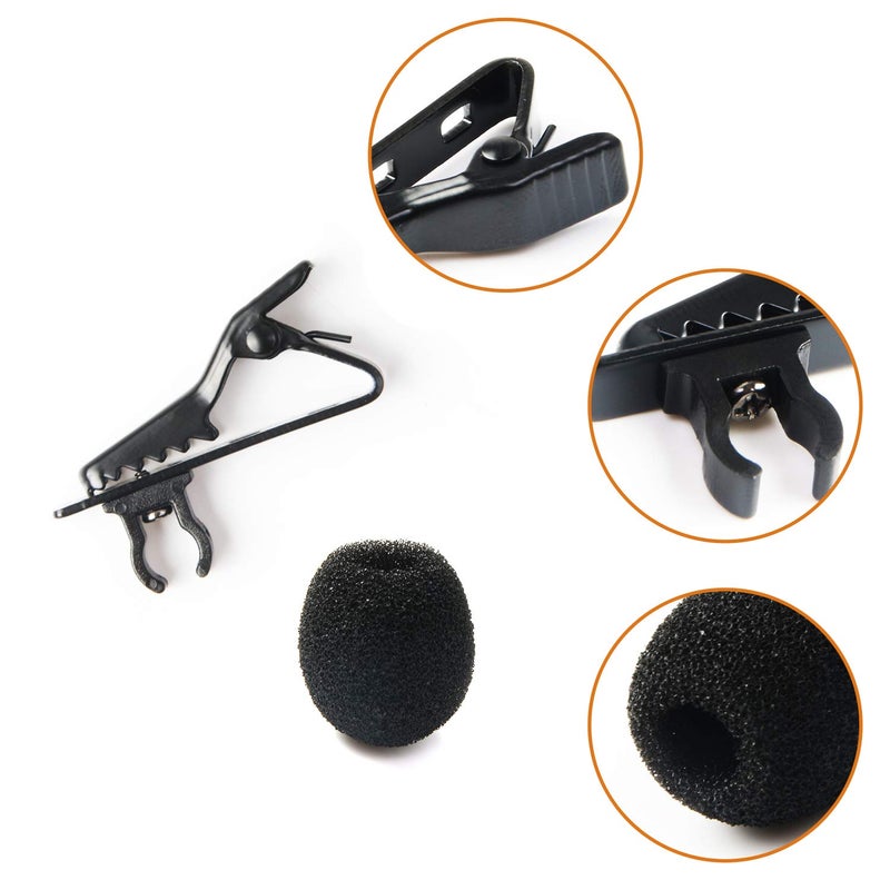 AUGSUN 18Pcs Lapel Microphone Clips Replacement Kit, 6Pcs Lavalier Mic Clips Metal Tie Clips Lavalier Microphone Clips, 6Pcs Windscreen Foam Cover and 6Pcs Plastic Wire Clips - Image 3