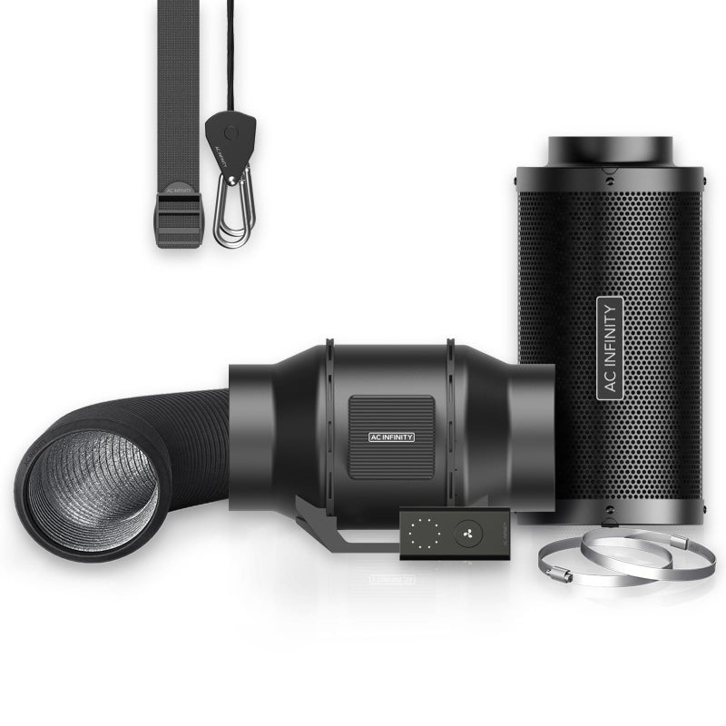 مجموعة تصفية الهواء AC Infinity 6 CLOUDLINE LITE مروحة داخلية ومجموعة فلتر كربون لنظام التبريد والتهوية لخيام الزراعة والحدائق الداخلية الهيدروبونية