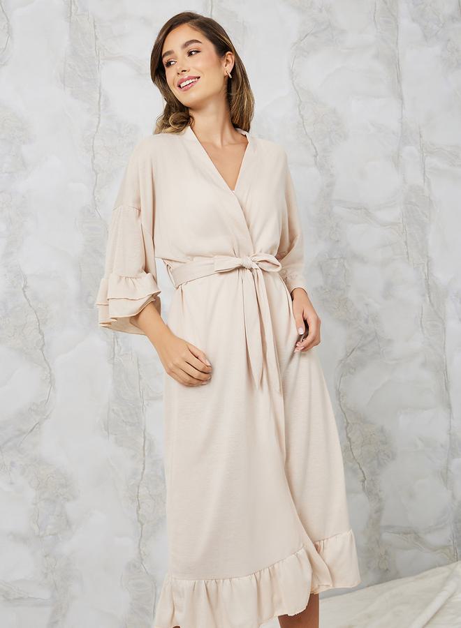 Styli Jersey Ruffle Sleeves & Hem Robe  - Image 2