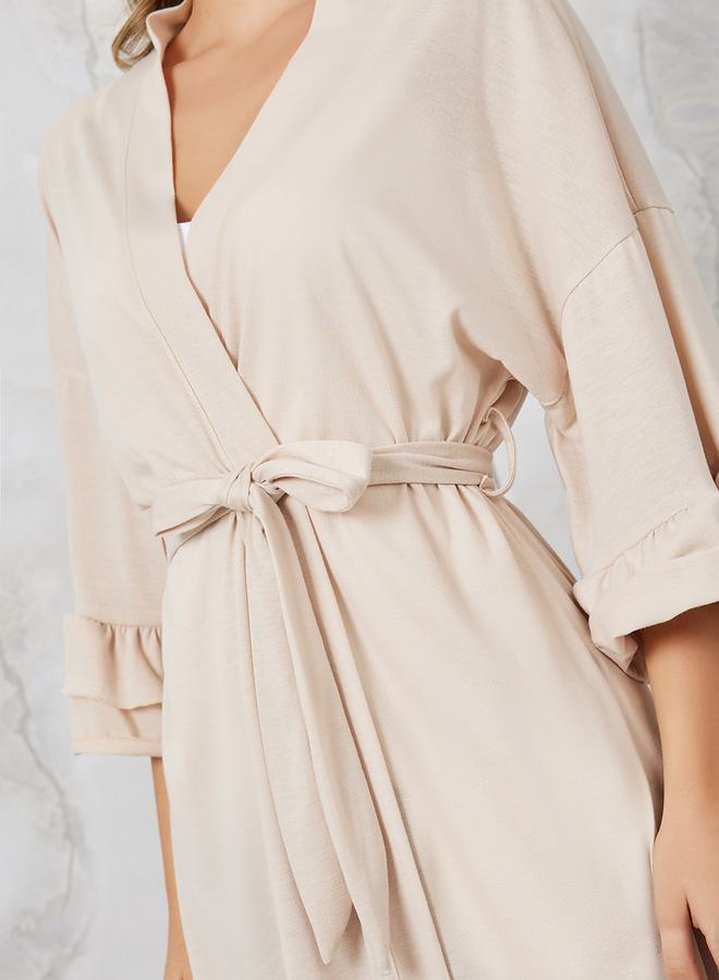Styli Jersey Ruffle Sleeves & Hem Robe  - Image 3
