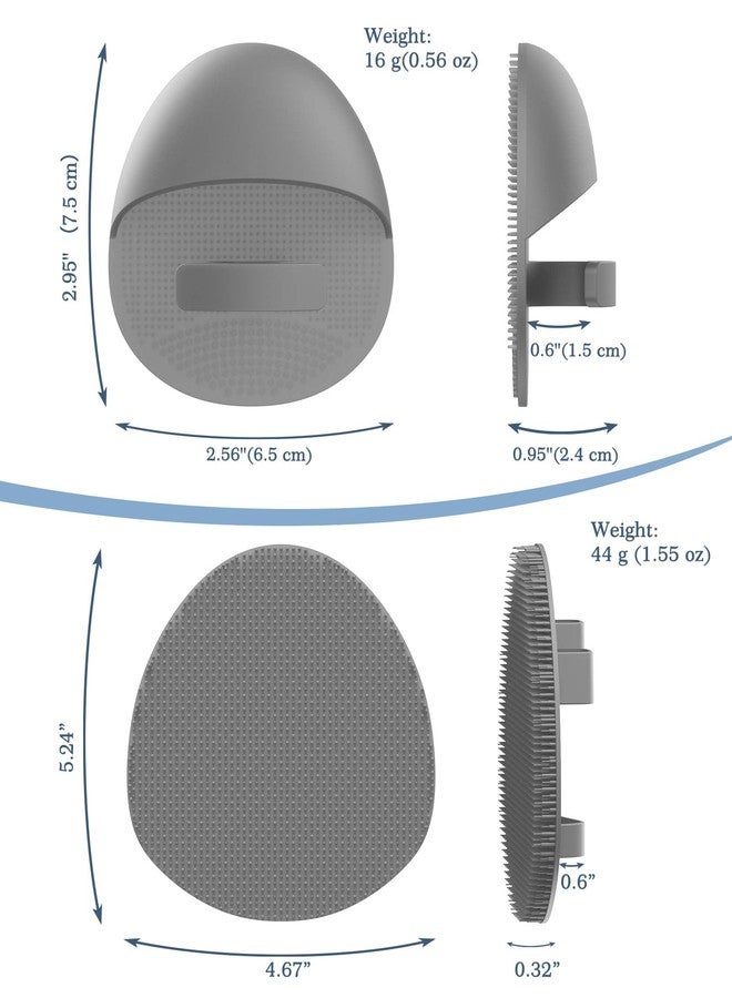 مانمي هيلث مجموعة مانمي هيلث من ليفة الظهر المصنوعة من السيليكون (شعيرات سميكة) وقفاز الاستحمام وفرشاة الوجه (3 قطع)، ليفة تقشير فائقة ورغوة غنية للجسم، فرشاة استحمام، ليفة وجه مدمجة، مع خطاف مجاني. (رمادي) - Image 3