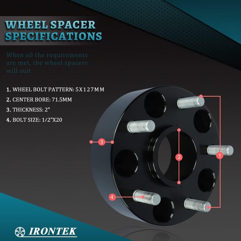 IRONTEK 2in Hubcentric Wheel Spacers 5x127mm for Jeep - Image 2