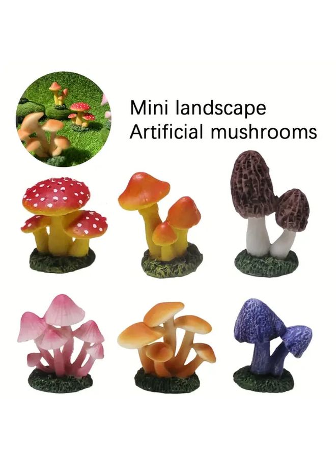 مجموعة نموذج الفطر المصغر للمحاكاة مكونة من 6 قطع، ديكور منزلي، حرف يدوية، ديكور حديقة الجنيات اللطيف، نباتات الأصص، مناظر طبيعية مصغرة DIY، تمثال خارجي وداخلي، عشب ساحر، ديكورات صغيرة لطيفة، حديقة خيالية، إكسسوارات صغيرة لغرفة النوم، غرفة المعيشة، المكتب، الفصل الدراسي، سطح المكتب، الحديقة الخارجية، هدية ديكور محاكاة. - Image 1