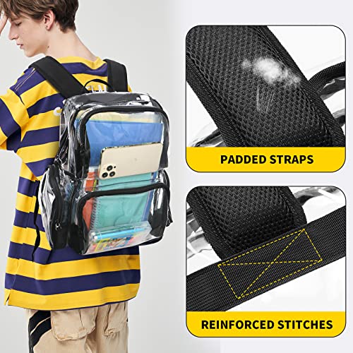 Vorspack Clear Backpack - Transparent Backpack with Reinforced Bottom & Multi-pockets for College Workplace Security - Black - Image 4