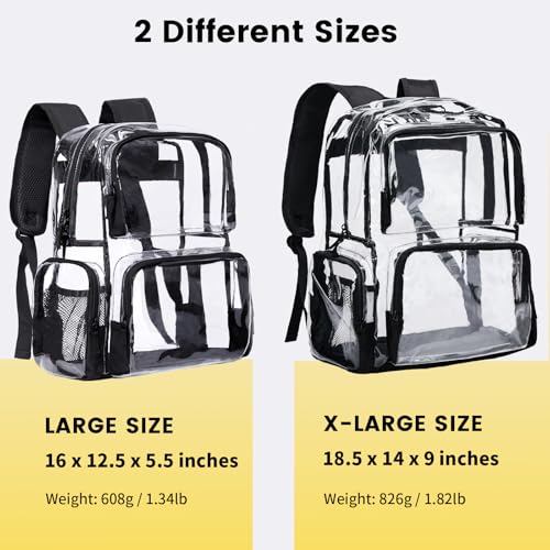 Vorspack Clear Backpack - Transparent Backpack with Reinforced Bottom & Multi-pockets for College Workplace Security - Black - Image 2