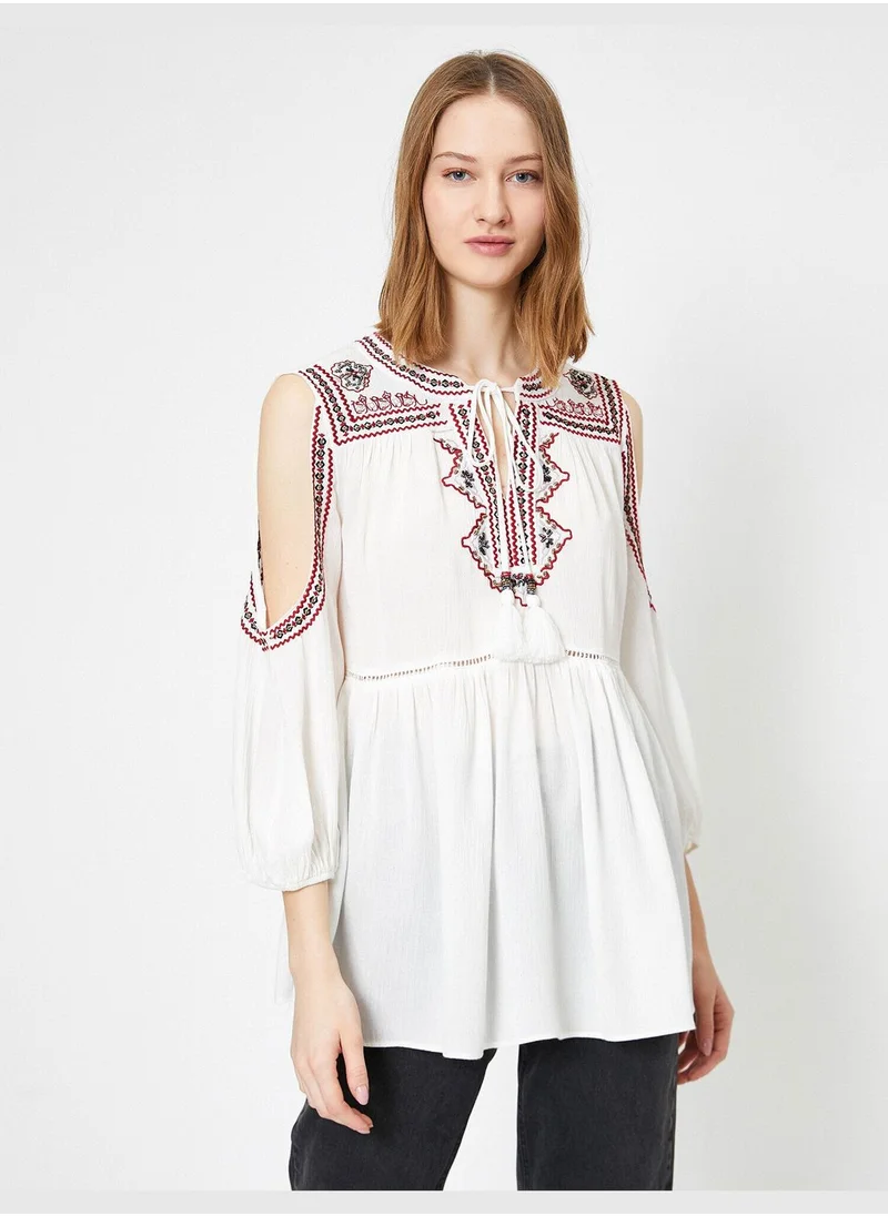 كوتون Beads Detailed Blouse