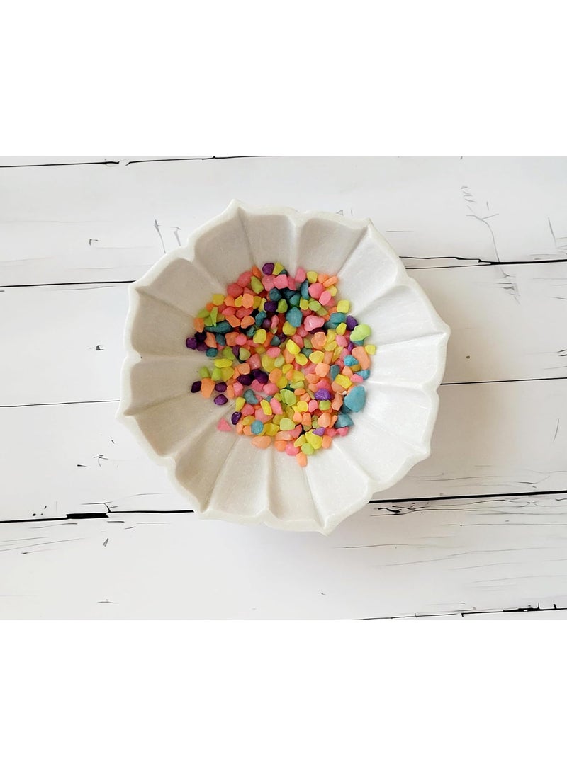 R&M - R&M RM Flower Bowl Marble Urli | Showpiece Decor Fruit Bowl, Birdbath, Kitchen, Pooja Room, Desk, Dinner Table | Gift for Anniversary, Birthday, Festival & Ceremony Marble Candle Holder Bowl | White - Image 1