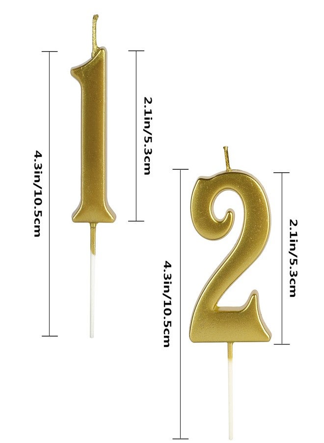 LHGOGO Gold 21st &12th Birthday Number Candles for Cake, Number 21 12 1 2 Glitter Candle Party Anniversary Cakes Decoration for Kids Women or Men - Image 2