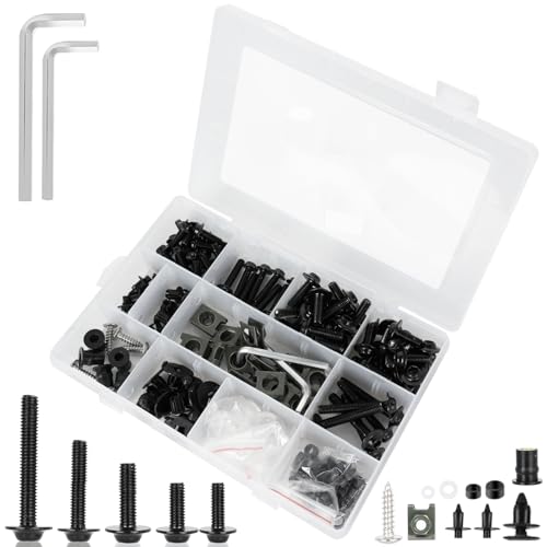 MOCODUO Motorcycle Fairing Bolt Kits Stainless Steel M5 M6 Windscreen Screws Fastener Clips Universal Fit for Sportbike Kawasaki Suzuki Honda Yamaha BMW Ducati GSXR Black (195Pcs) - Image 2