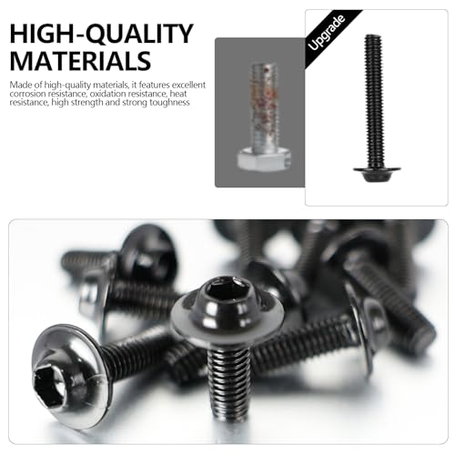 MOCODUO Motorcycle Fairing Bolt Kits Stainless Steel M5 M6 Windscreen Screws Fastener Clips Universal Fit for Sportbike Kawasaki Suzuki Honda Yamaha BMW Ducati GSXR Black (195Pcs) - Image 5