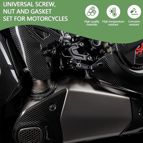 MOCODUO Motorcycle Fairing Bolt Kits Stainless Steel M5 M6 Windscreen Screws Fastener Clips Universal Fit for Sportbike Kawasaki Suzuki Honda Yamaha BMW Ducati GSXR Black (195Pcs) - Image 4