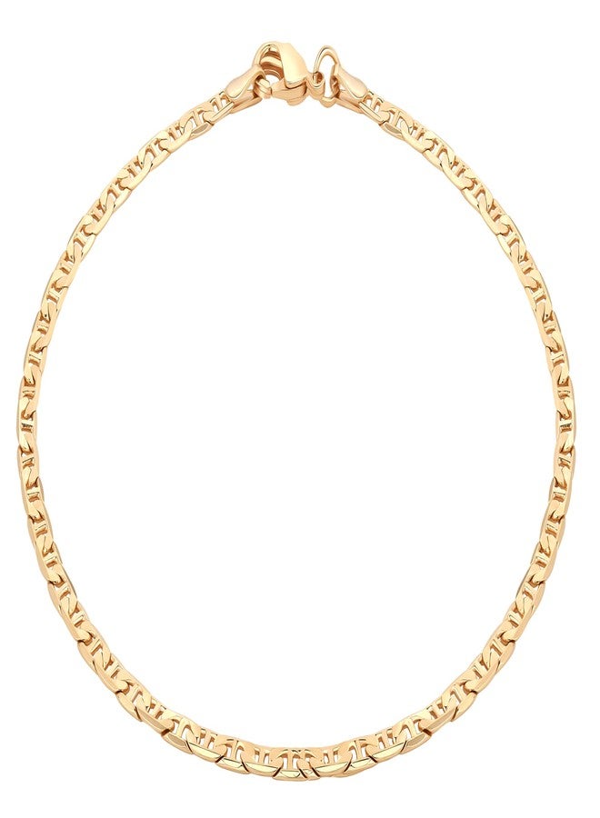 Barzel 18K Gold Plated Flat Marina Link Anklet for Women - Made In Brazil (11, Inches) - Image 1