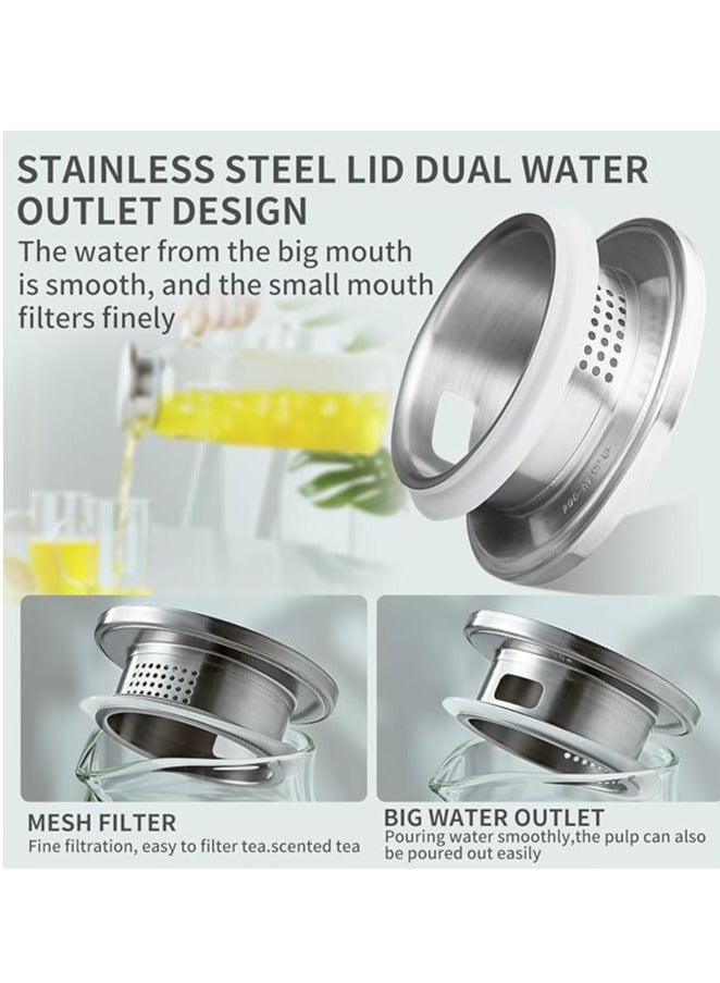 Glass Pitcher Glass Bottles Tea Pot Glass Kettle with Lid 1.8L Glass Jar with Scale and Handle for Fridge Water Bottle for Hot/Cold Wate Milk Juice Drinks - Image 5