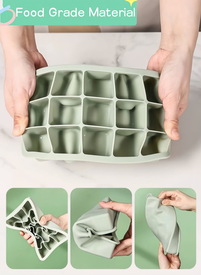 3-Piece Multicolour Food Grade Silicone Ice Cube Tray 19 x 12.3 x 2.5cm，Easy-to-Remove 15 Cubes for Party, Drinks and Frozen Liquids - Image 3