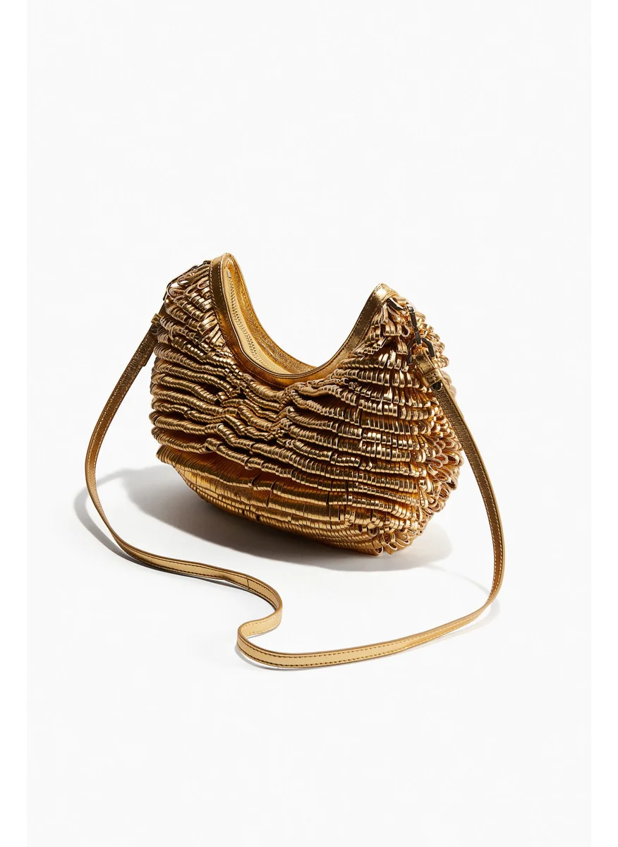 اتش اند ام Textured-Look Crossbody Leather Bag