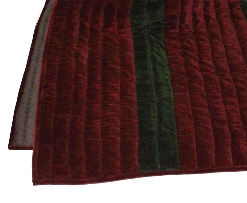 Maroon Luxury Quilts Bedspreads Velvet Cotton Coverlets Stripes 240X260 Cm  - Image 3