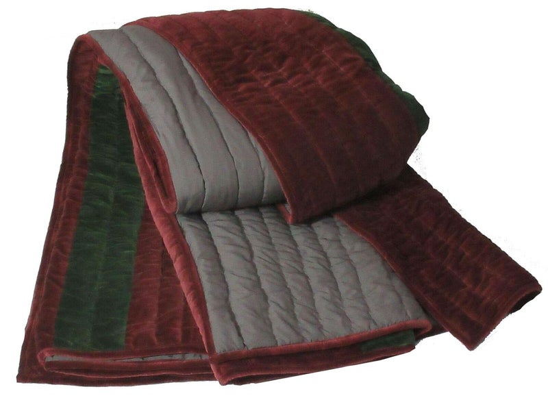 Maroon Luxury Quilts Bedspreads Velvet Cotton Coverlets Stripes 240X260 Cm  - Image 2