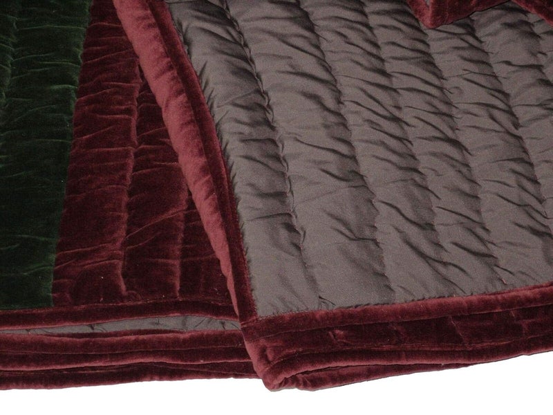 Maroon Luxury Quilts Bedspreads Velvet Cotton Coverlets Stripes 240X260 Cm  - Image 5