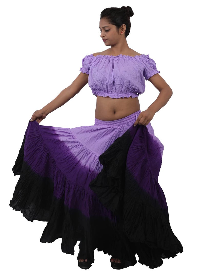 Wevez Women's ATS Tribal Dip Dye 25 Yard Skirt, One Size, Lilac/Purple/Black - Image 3