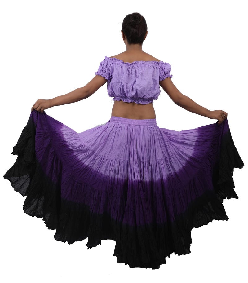 Wevez Women's ATS Tribal Dip Dye 25 Yard Skirt, One Size, Lilac/Purple/Black - Image 2