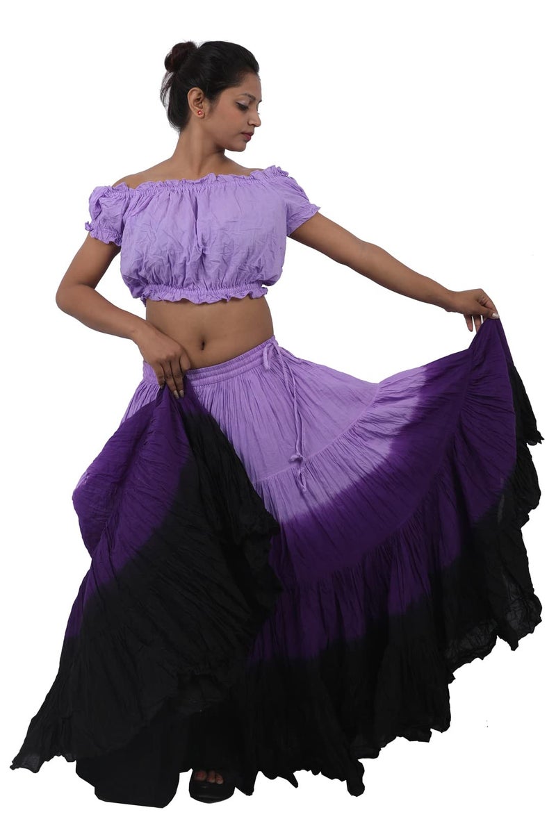 Wevez Women's ATS Tribal Dip Dye 25 Yard Skirt, One Size, Lilac/Purple/Black - Image 4