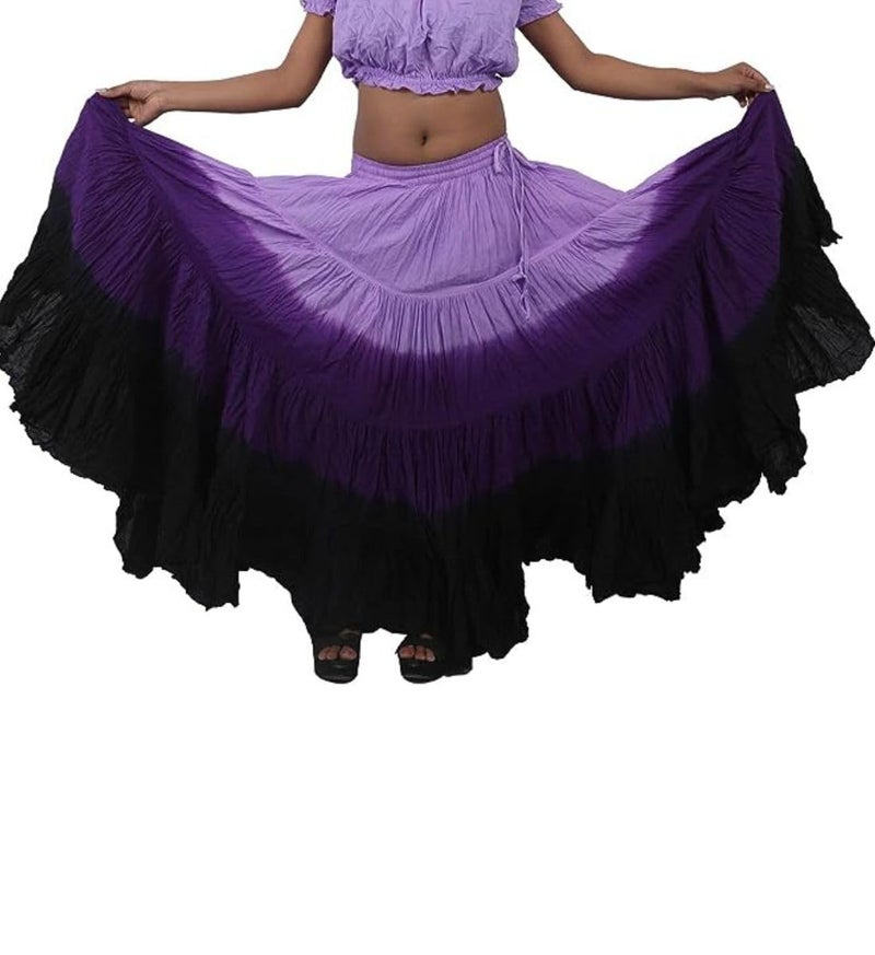 Wevez Women's ATS Tribal Dip Dye 25 Yard Skirt, One Size, Lilac/Purple/Black - Image 1