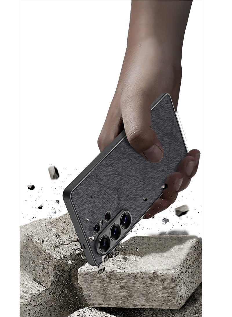 Adando Compatible Samsung Galaxy S26 Ultra PU Leather Case, Luxury Leather with Silicone TPU Protective Back Cover Case for Galaxy S26 Ultra (Titanium Black) - Image 4