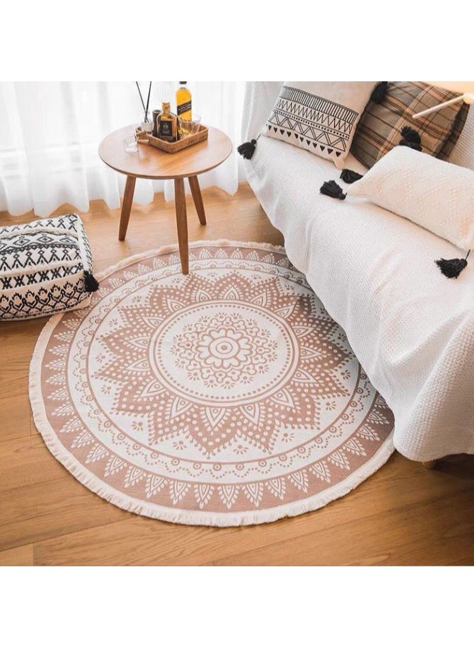 Generic - Cotton And Linen Retro Round Carpet Floor Mat - Image 1
