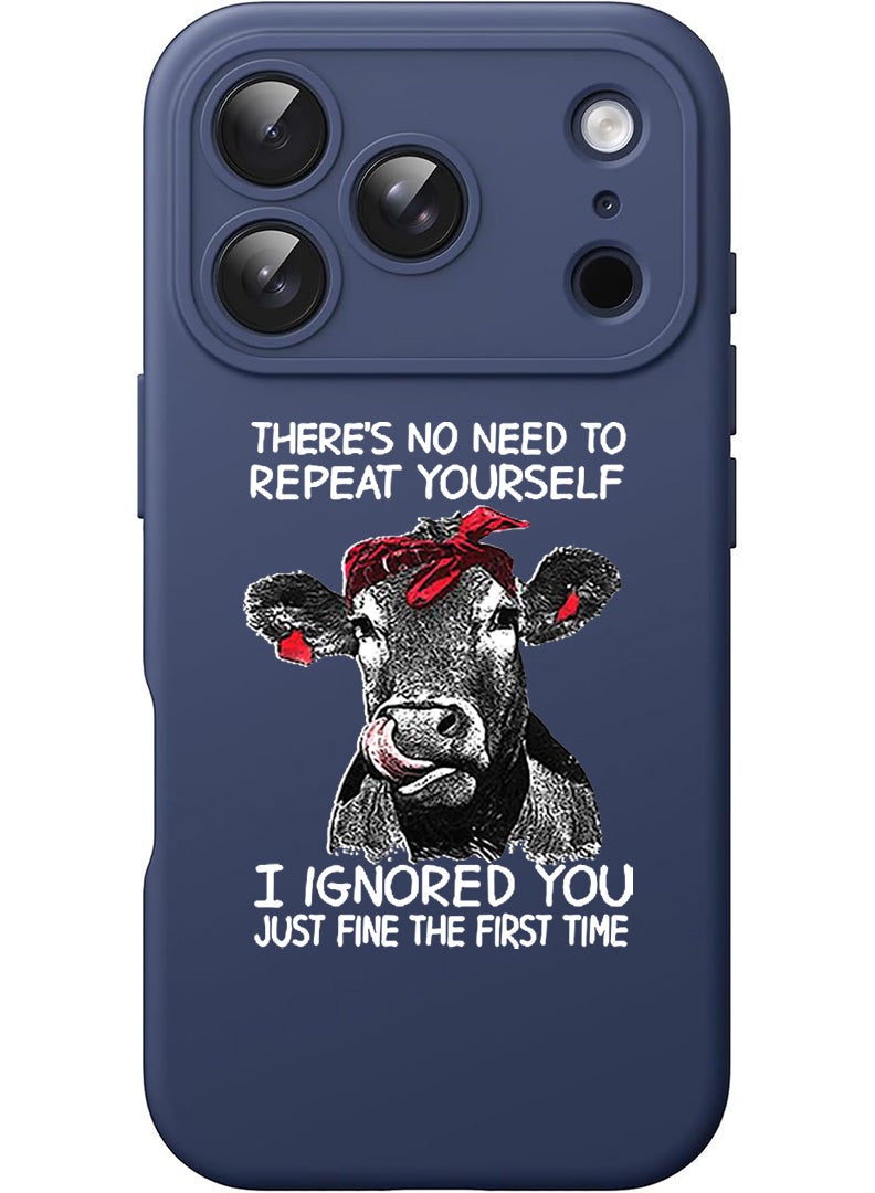 Theodor Protective Slim Fit Case Liquid Silicone Cover with Full Body Protection Anti-Scratch Shockproof Case For Apple iPhone 17 Pro Max (Blue) there is no ned to repeat yourself - White - Image 1