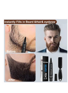 EELHOE Beard Pencil Filler For Men, Natural Beard Pen, Waterproof & Long Lasting Natural Makeup Beard Pen For Moustache & Eyebrows(BLACK)  - Image 3
