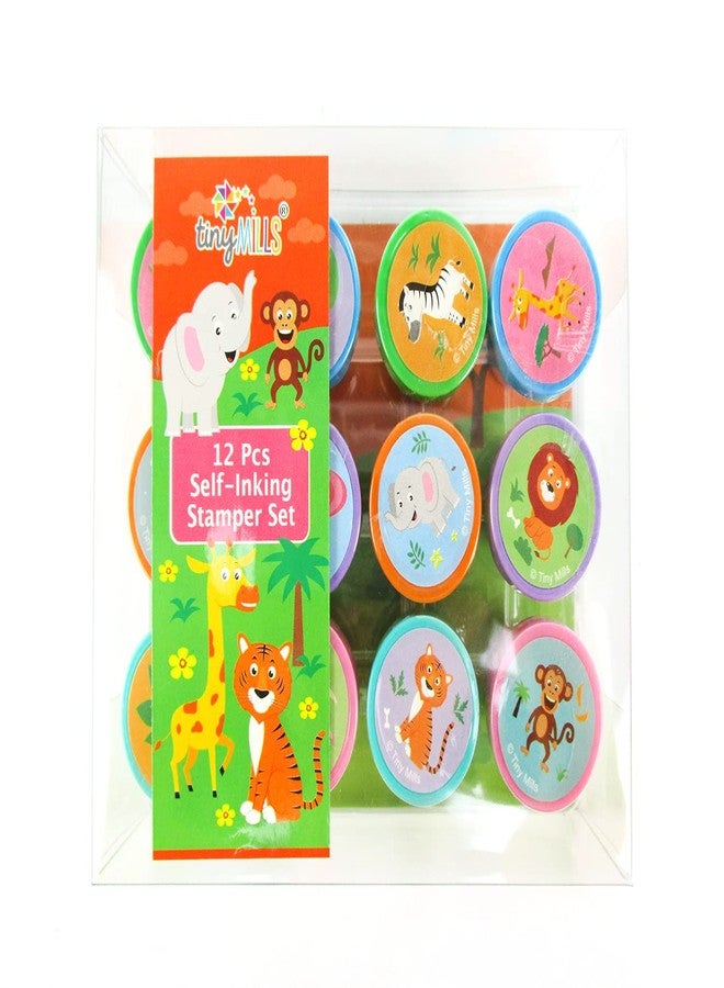 TINYMILLS 12 Pcs Safari Jungle Animals Stamp Kit for Kids Self Inking Stamps Gift Jungle Book Party Favor Bag Stuffer Teacher Stamps - Image 2