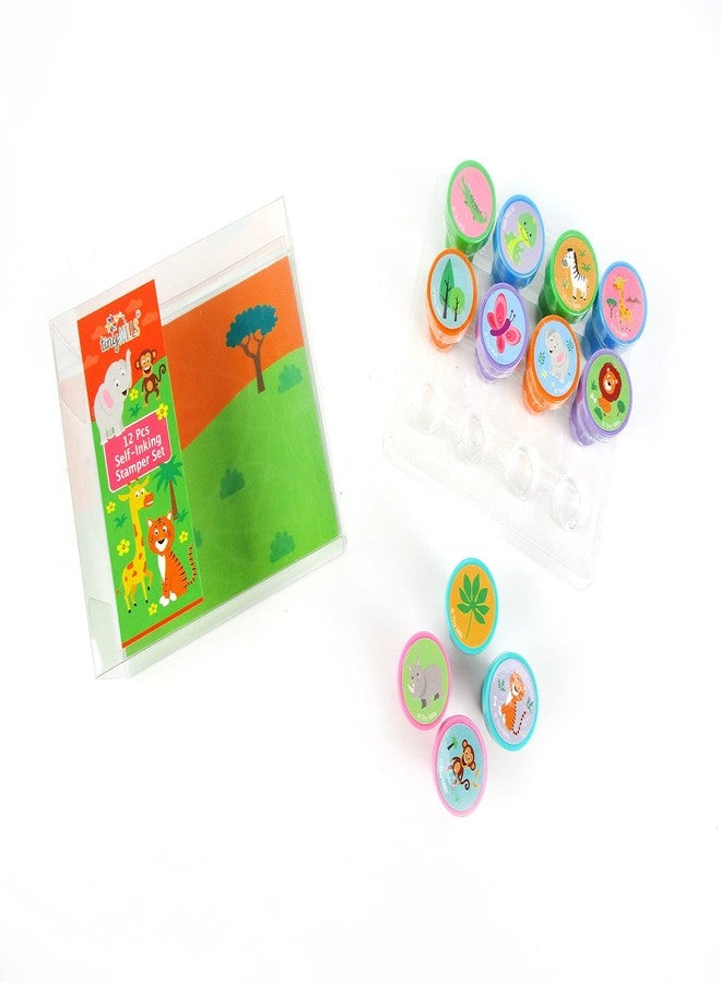 TINYMILLS 12 Pcs Safari Jungle Animals Stamp Kit for Kids Self Inking Stamps Gift Jungle Book Party Favor Bag Stuffer Teacher Stamps - Image 3