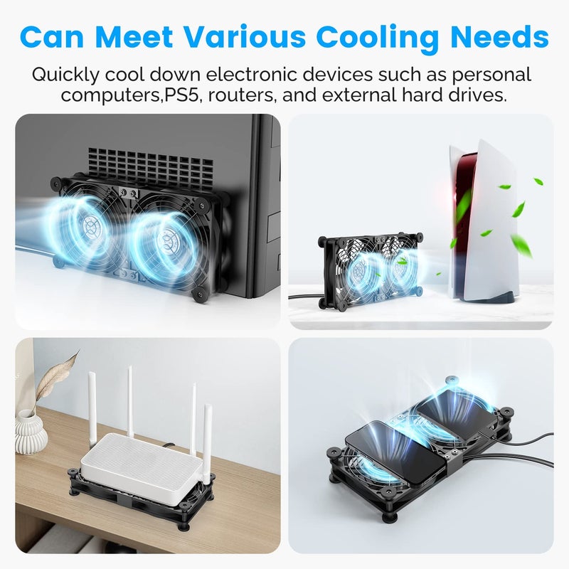 ELUTENG Dual USB Computer Cooling Fan High Speed 120mm Fan Adjustable 5V USB Port Heatsink Cooling Fan 12cm for Laptop Receiver DVR PlayStation Xbox Desk Computer Cabinet Cooling - Image 5