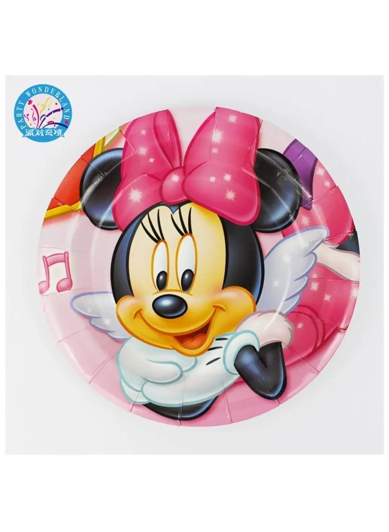 ريمي بيلا 180 قطعة لوازم حفلات اعياد الميلاد بتصميم ميني موس، مجموعة ادوات مائدة الكل في واحد تتضمن اطباق واكواب ومناديل ولافتة وما الى ذلك، لوازم حفلات بطابع ميني موس للفتيات - Image 2