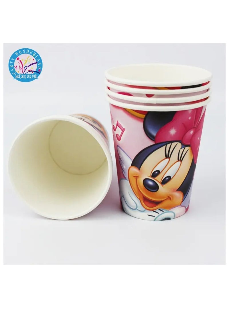 ريمي بيلا 180 قطعة لوازم حفلات اعياد الميلاد بتصميم ميني موس، مجموعة ادوات مائدة الكل في واحد تتضمن اطباق واكواب ومناديل ولافتة وما الى ذلك، لوازم حفلات بطابع ميني موس للفتيات - Image 3