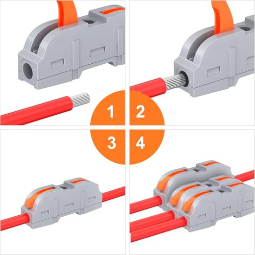 Xfopz 50PCS Wire Connectors Kit, 1 to 1 Inline Electrical Lever Wire Connectors Nuts Push-in Quick Conductor Combination Compact Splicing Connectors 28-12 AWG (1in 1out, 50) - Image 5