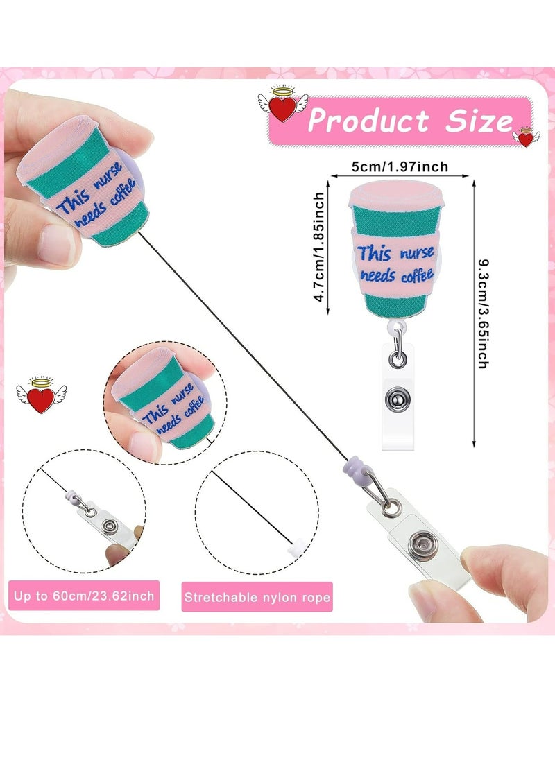 Generic 4 Pcs Nurse Badge Reels Felt Retractable Badge Reels Themed Badge Holders Gift for School Nurses Students ID Badges Name Cards Lanyards Holidays(Delicate Style)  - Image 2
