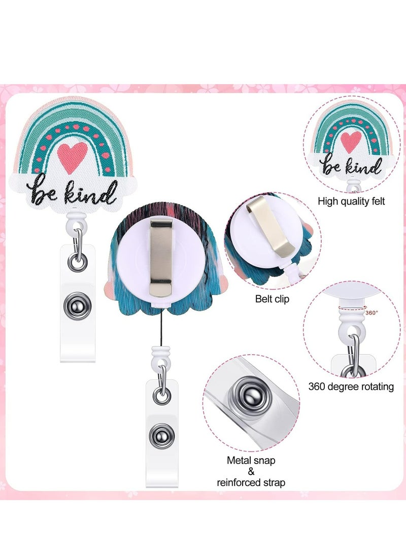 Generic 4 Pcs Nurse Badge Reels Felt Retractable Badge Reels Themed Badge Holders Gift for School Nurses Students ID Badges Name Cards Lanyards Holidays(Delicate Style)  - Image 3