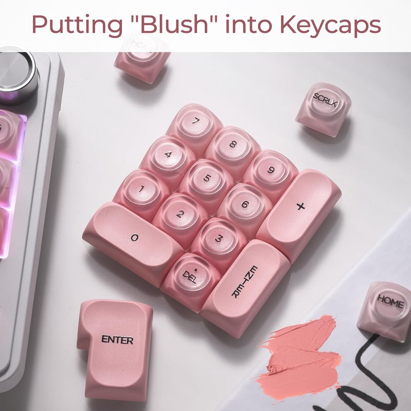 OHY Pink Keycaps, XVX HOA Profile Jelly KeyCap, 132-Key Cute Custom Keycap Set for Mechanical Keyboards with Cherry/Gateron MX Switches-Blush Pink（Only Keycaps） - Image 5