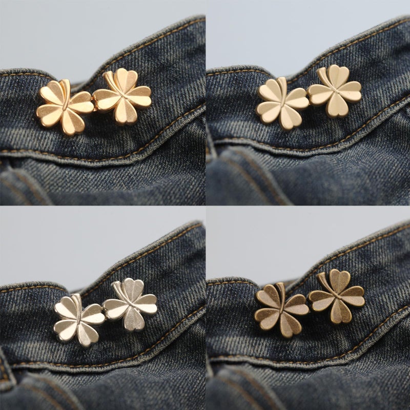 Qubusm Clover Jeans Button 10 Sets Pant Waist Tightener, Adjustable Waist Buckle Sets and No Tools Detachable Decorative Waist Buckles, Jean Buttons Pins for Loose Jeans, Pants, Skirts (No Sew) (Clover) - Image 5