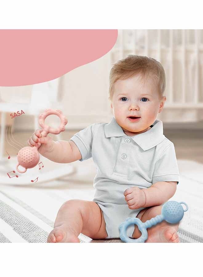 Teethers for Babies 6-12 Months, Baby Rattles 0-6 Months, 2-in-1 Rattle and Teether Toy for Soothing Sore Gums and Keeps Little Ones Entertained, Food Grade Silicone, Green - Image 3