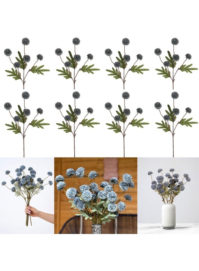DUNISO 8 Pcs Pompom Mum Artificial Flower, Silk Small Mini Chrysanthemum Ball with Stem，Bulk Fake Mini Chrysanthemums，for DIY Bouquet Centerpieces Arrangements Shower Decorations - Image 1