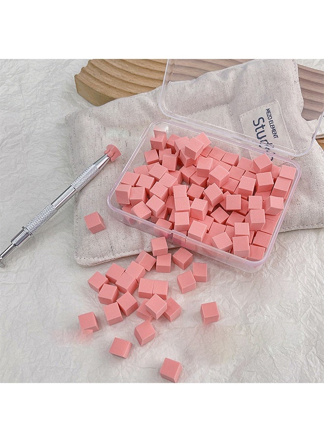 100 قطعة إسفنج أظافر ناعمة لفن الأظافر الأومبره، إسفنجات أومبره صغيرة مع قلم مسكة، مجموعة إسفنج أظافر ملونة للأورا وفرشاة للأظافر الجل تدريجية - Image 5