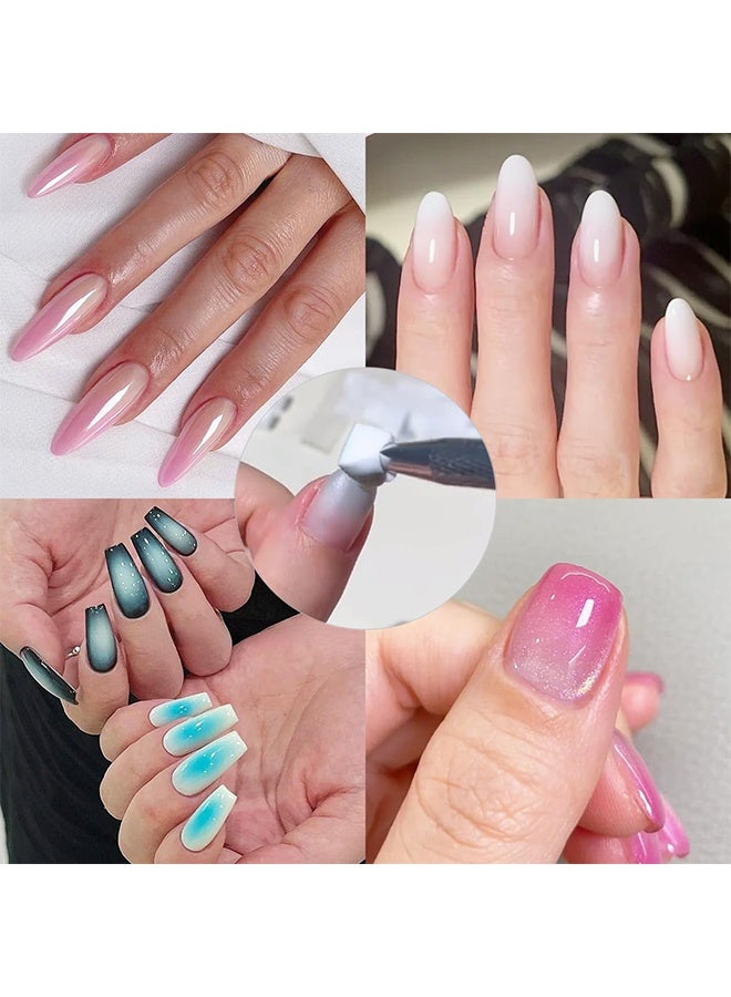 100 قطعة إسفنج أظافر ناعمة لفن الأظافر الأومبره، إسفنجات أومبره صغيرة مع قلم مسكة، مجموعة إسفنج أظافر ملونة للأورا وفرشاة للأظافر الجل تدريجية - Image 3