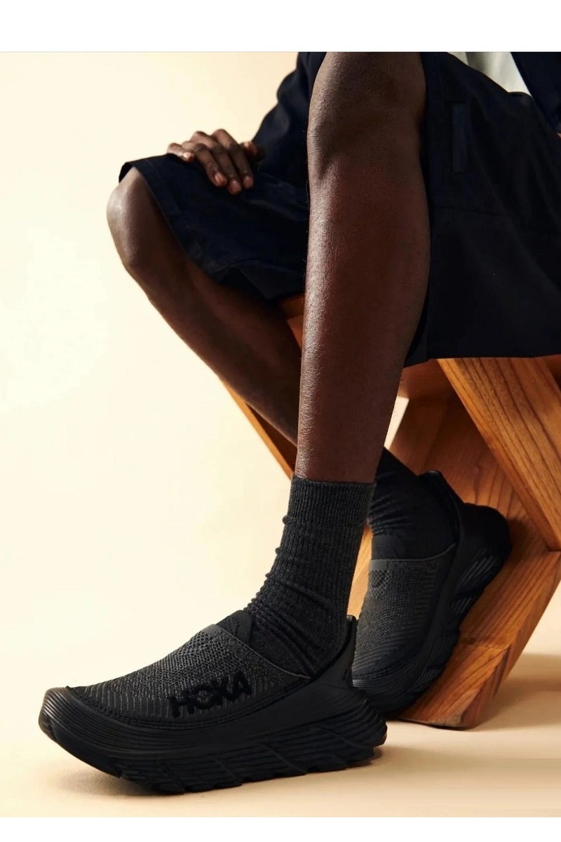 Hoka Restore Lightweight Cushioning Slip-on Sneakers Shoes Black For Women/Men/Students - Image 3